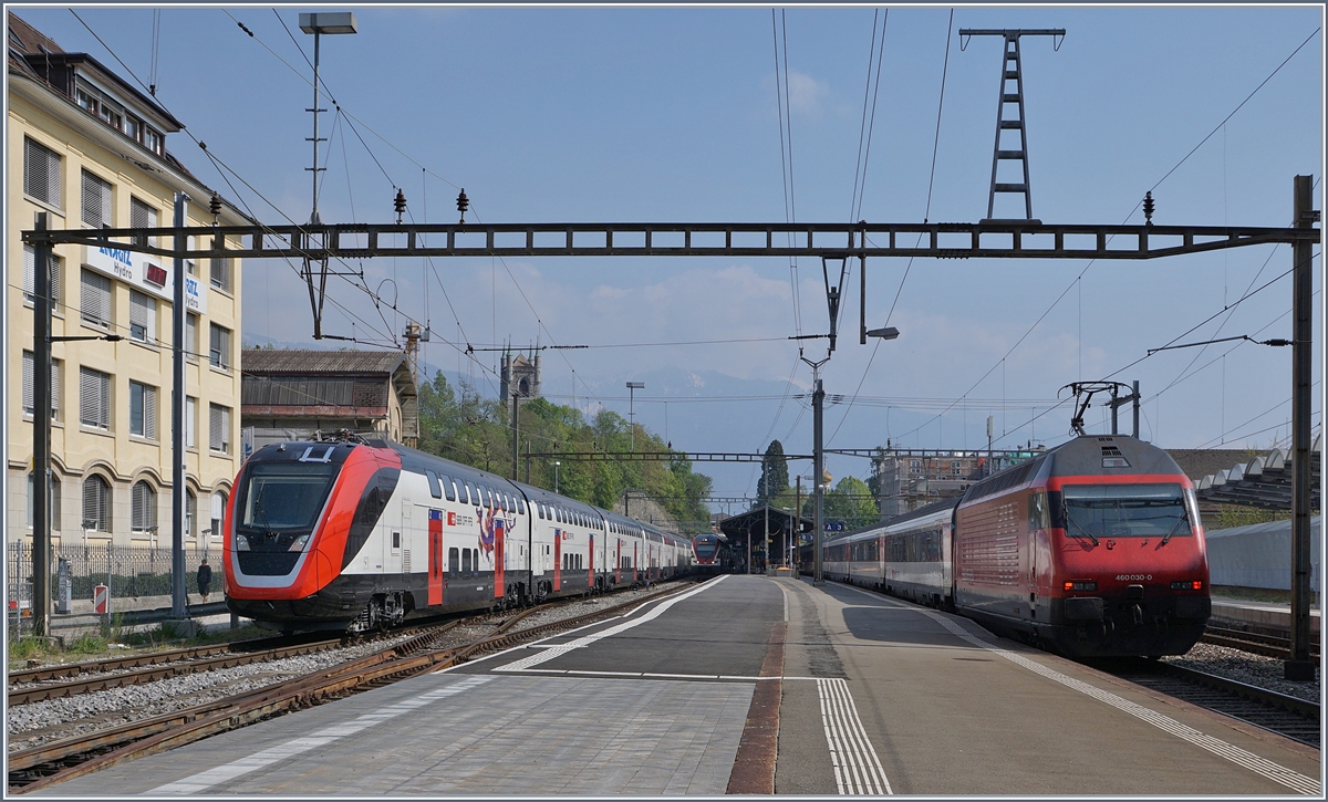 SBB IC/IR today and tomorow: Re 460 und RBe 502 in Vevey.
11.04.2017