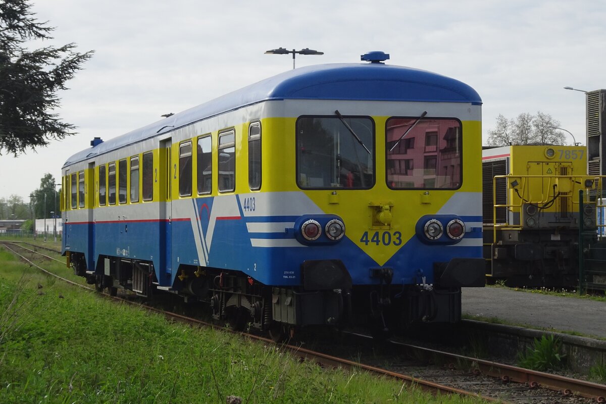 SCM's 4403 offers the first shuttle service to maldegem at Eeklo on 6 May 2023 during the Steam Days. 