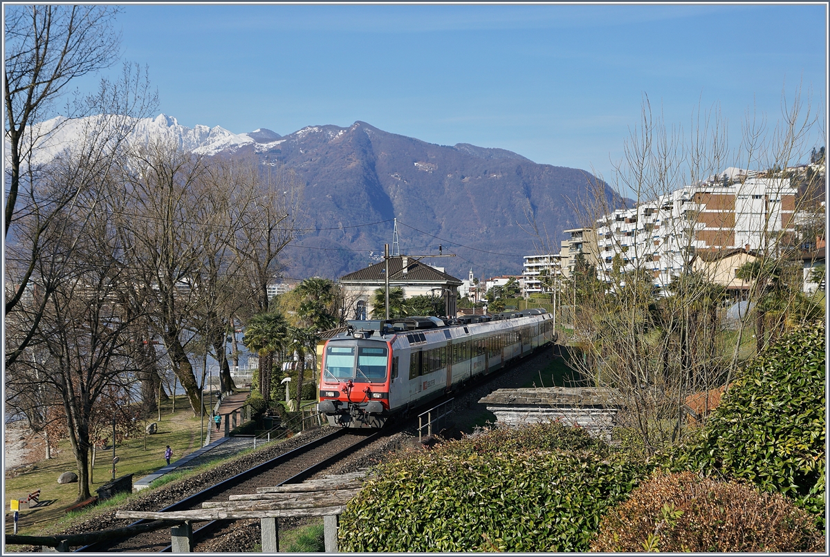 Shortly after Locarno, an SBB Domino is on its way towards Bellinzona. Regional train services are usually operated with TILO FLIRT trains, but Domino trains are occasionally in use.

March 22, 2018