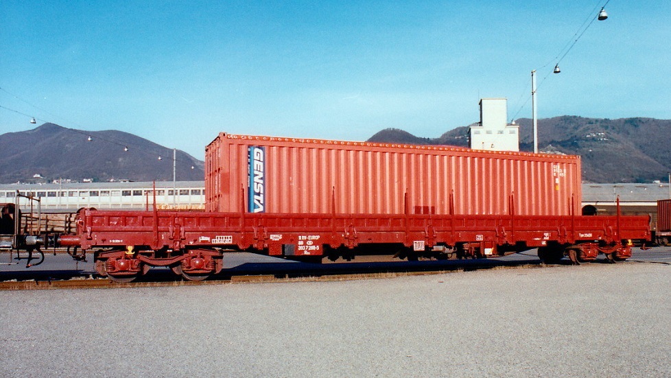 SNCB RIV-EUROP Flat Wagon Res in Chiasso (CH), Dec. 1996 - Nr 393 7 286