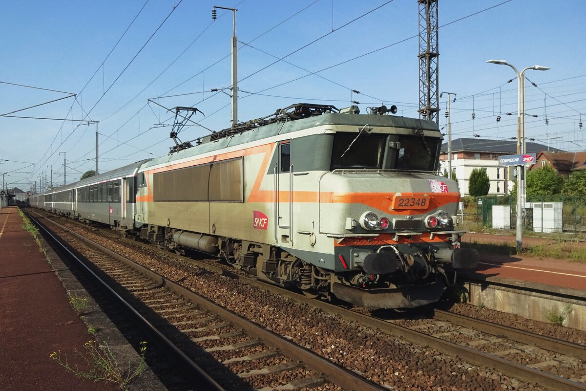 SNCF 22348 calls at Compiegne with a Paris--Maubeuge service on 17 September 2021.