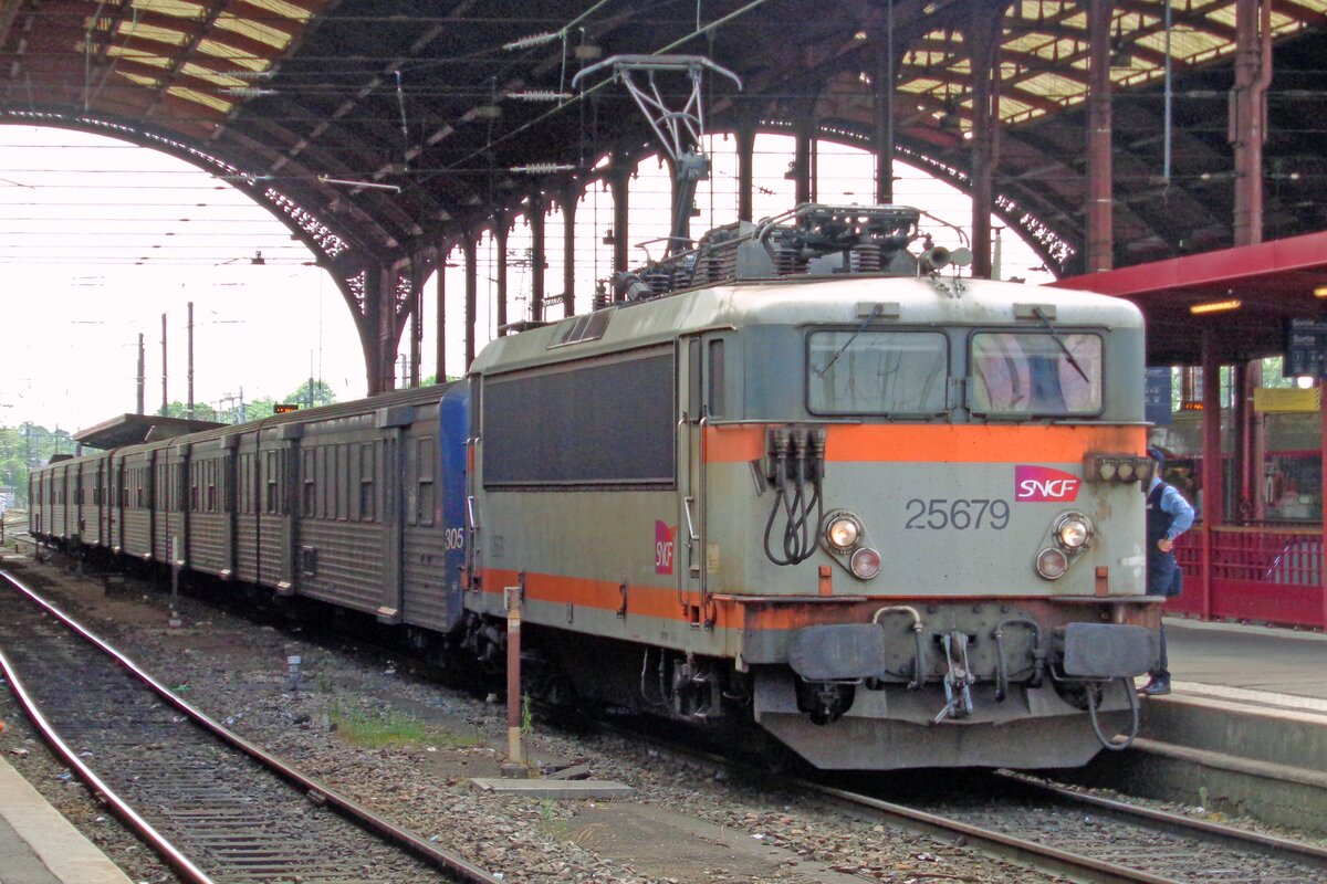 SNCF 25679 stands with an TER to Selestat in Strasbourg on 30 May 2019.