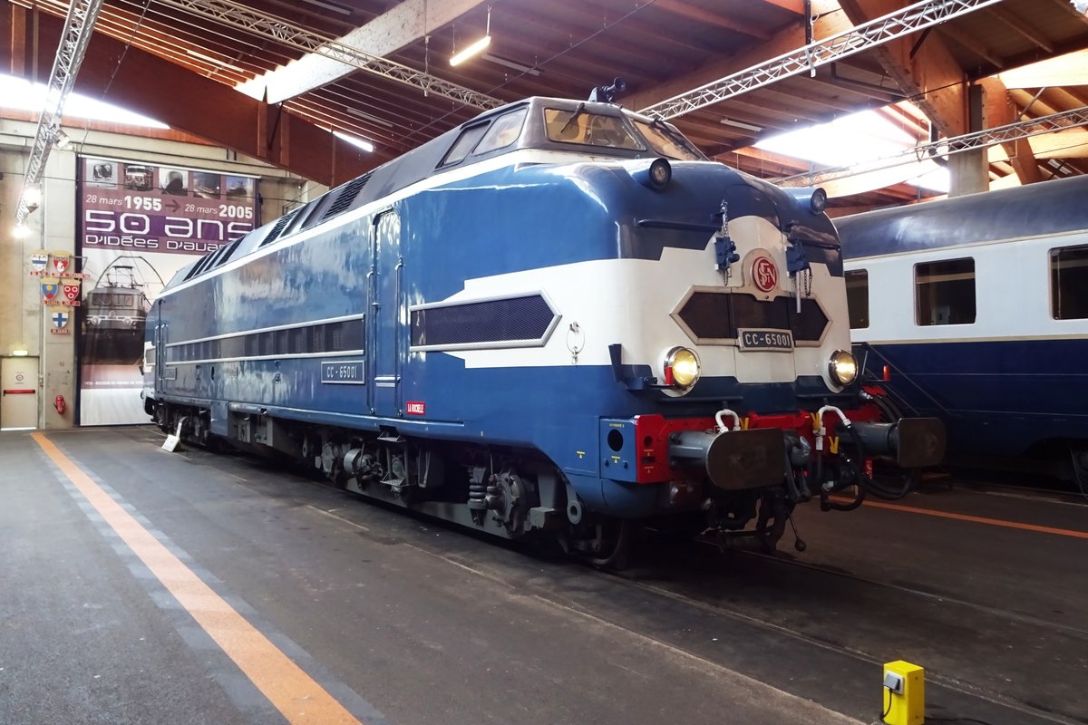 Sous-Marin 65001 stands in the Cité du Train in Mulhouse and was photographed on 30 May 2019.