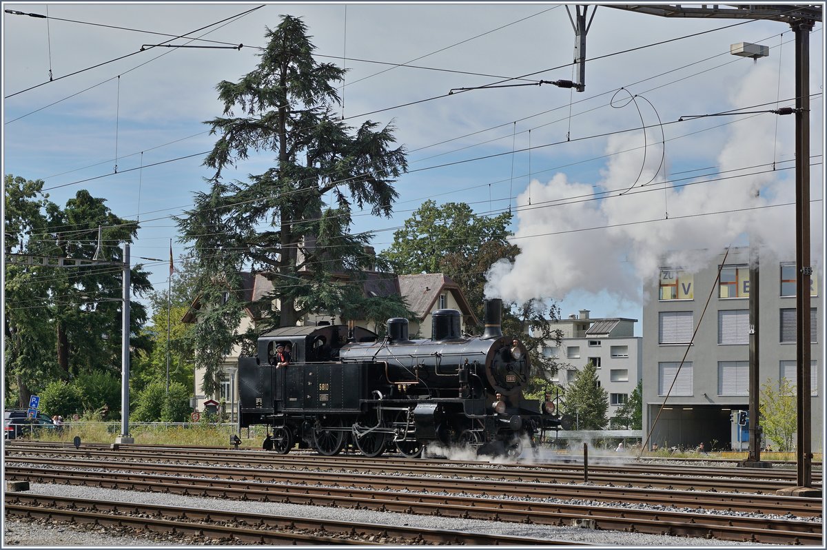 Steam Day Lyss 2018: The DBB (Dampfbahn Bern) Eb 3/5 5810  Habersack  in Lyss.
11.08.2018