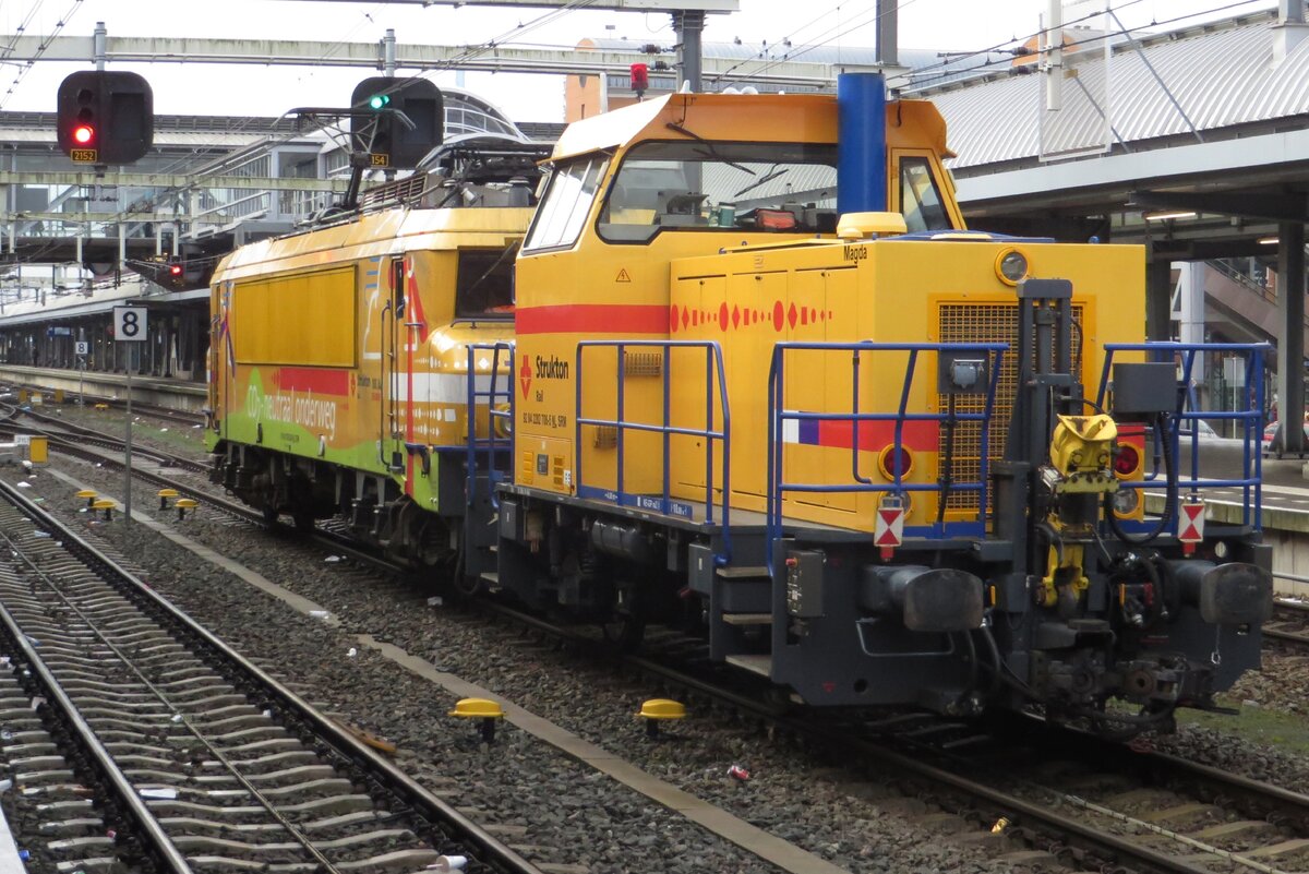 Strukton 706 gets hauled through 's-Hertogenbosch on 19 February 2023.
