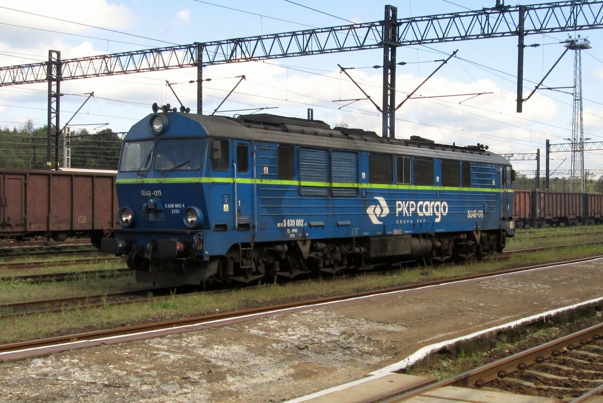 'SU46-011 stands at Wegliniec on 23 September 2014.