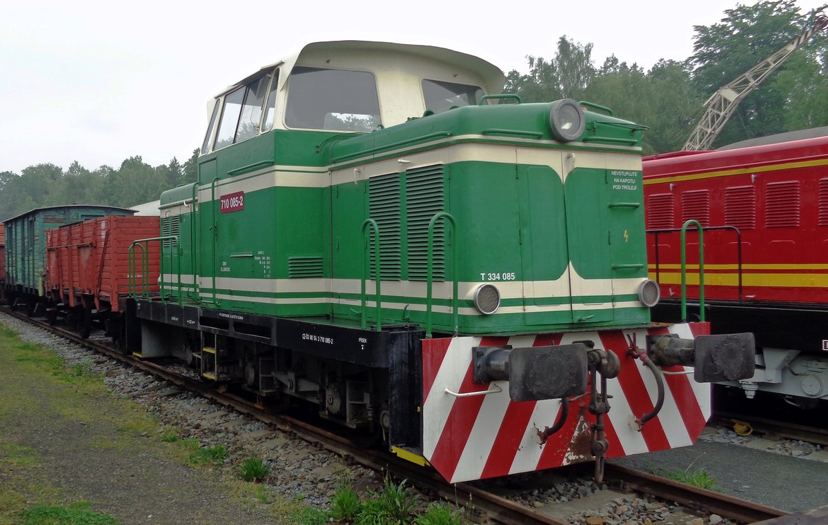 T334 085 stands sidelined at the railway museum of Luzna u Rakovnika on 16 May 2018. That day, the museum was sadly closed, being only open at weekends.