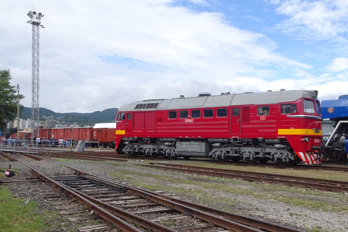 T679 1168 is one of six hundred Taiga drums delived by the USSR to the CSD and has been saved. She brings herself to the turn table on 25 June 2022 at Bratislava-Vychod during RENDEZ-2022.