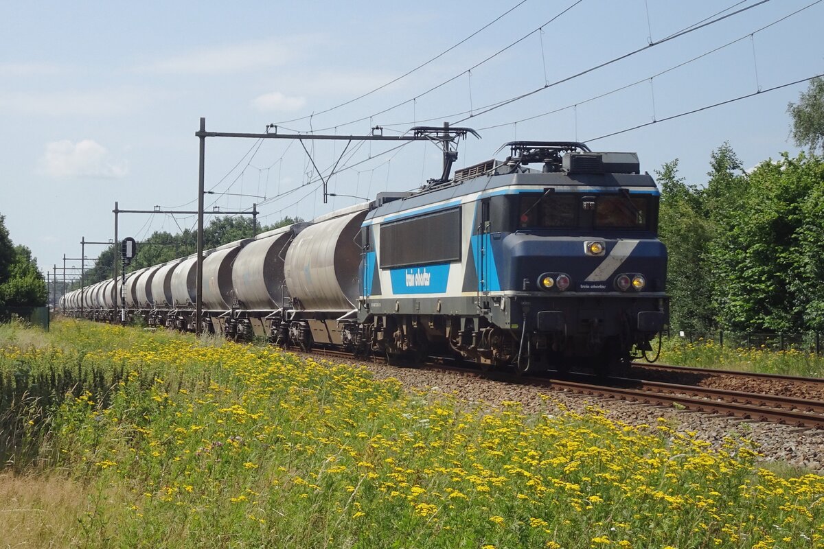 TCS 101002 hauls a diverted dolime block train through Alerva on 23 July 2022.