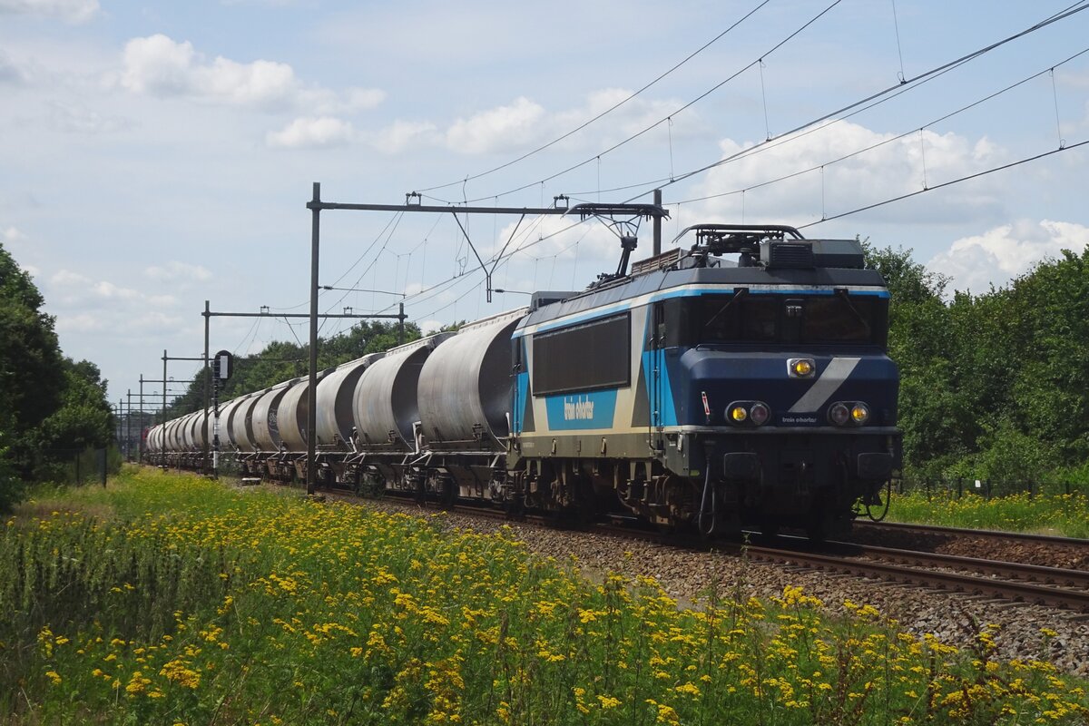 TCS 101002 hauls a diverted dolime train from belgium through Alverna on 18 July 2023.
