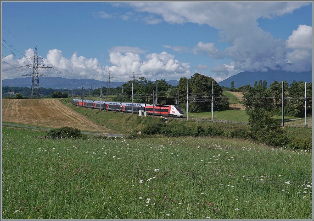 TGV Lyria by Satigny on the way to Paris Gar de Lyon. 

02.08.2021
