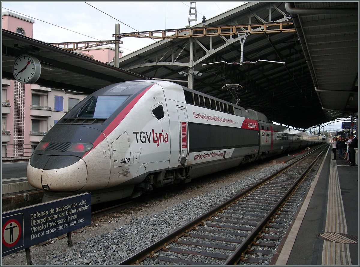 TGV Lyria: The World fastest Rail Speed: 574.5 Km/h 357.18 mph in Lausanne
07.08.2014