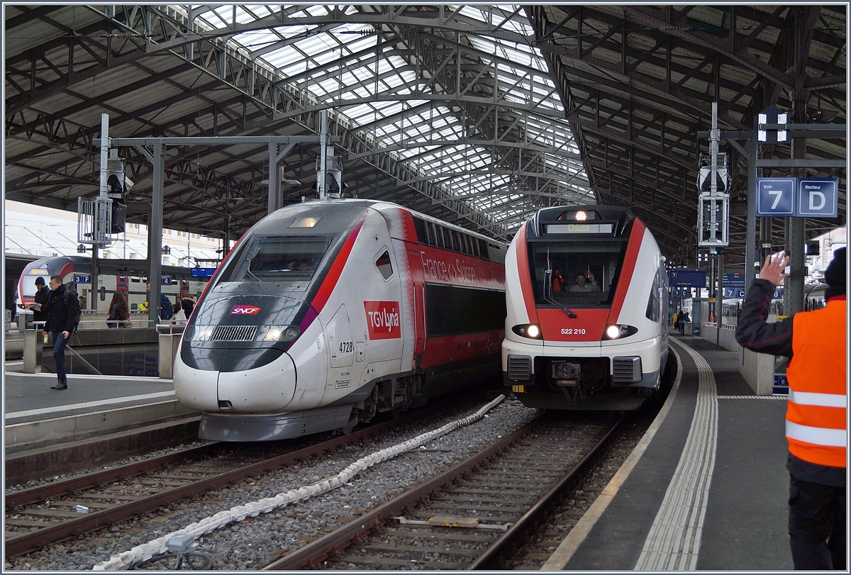 TGV Lyria to Paris and SBB RABe 522 210 in Lausanne. 

27.02.2020