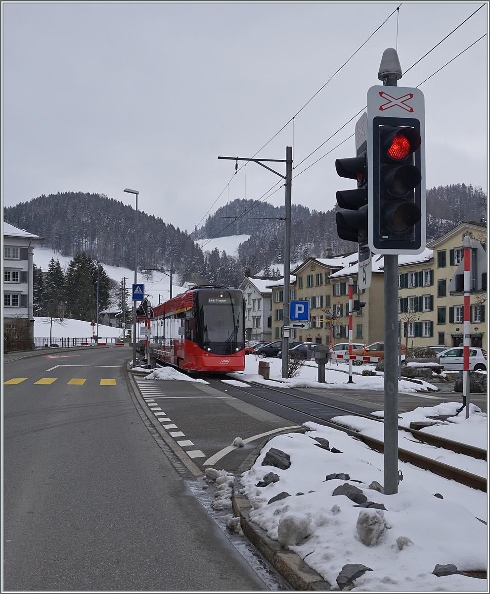 The Appenzeller Bahnen ABe 8/12 4110 on the way to Trogen (via St Gallen) by Bühler. 

22.03.2021