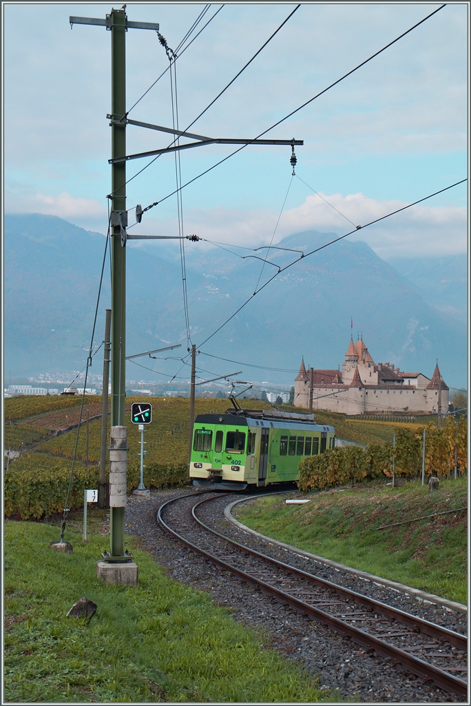 The ASD BDe 4/4 402 as local train 425 Les Diablertes - Aigle in Aigle's Vineyards. 14.10.2015