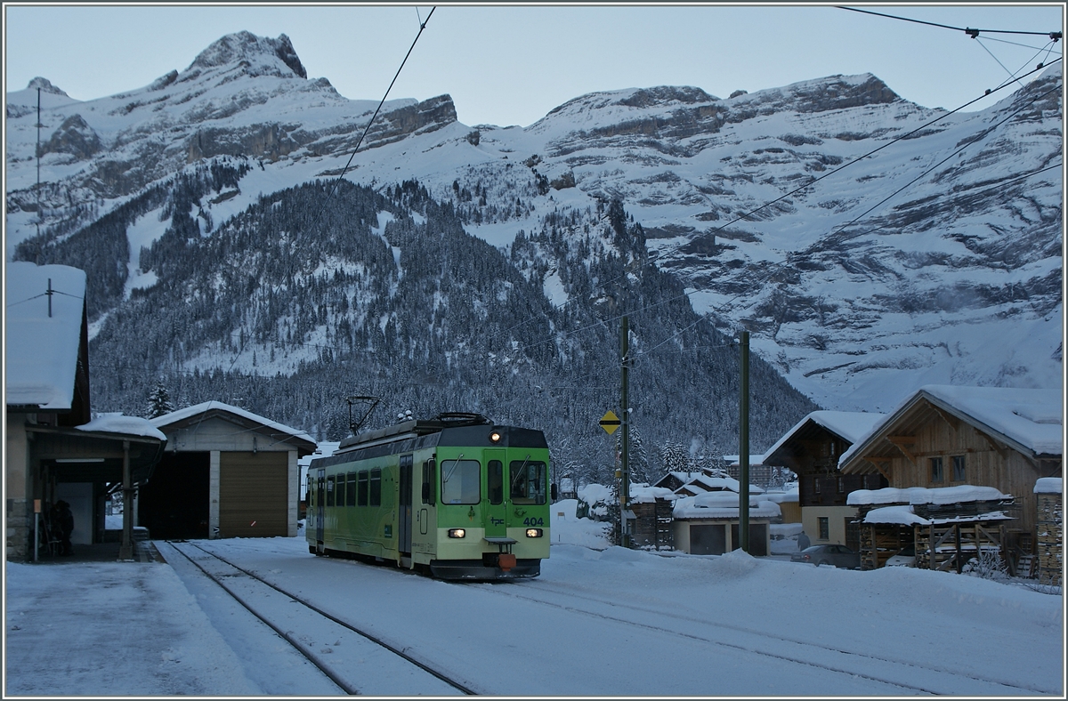 The ASD BDe 4/4 404 in Les Diablerets. 25.01.2014