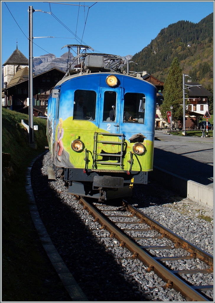 The ASD BDe 4/4 N° 2 in Vers l'Eglise. 18.10.2014