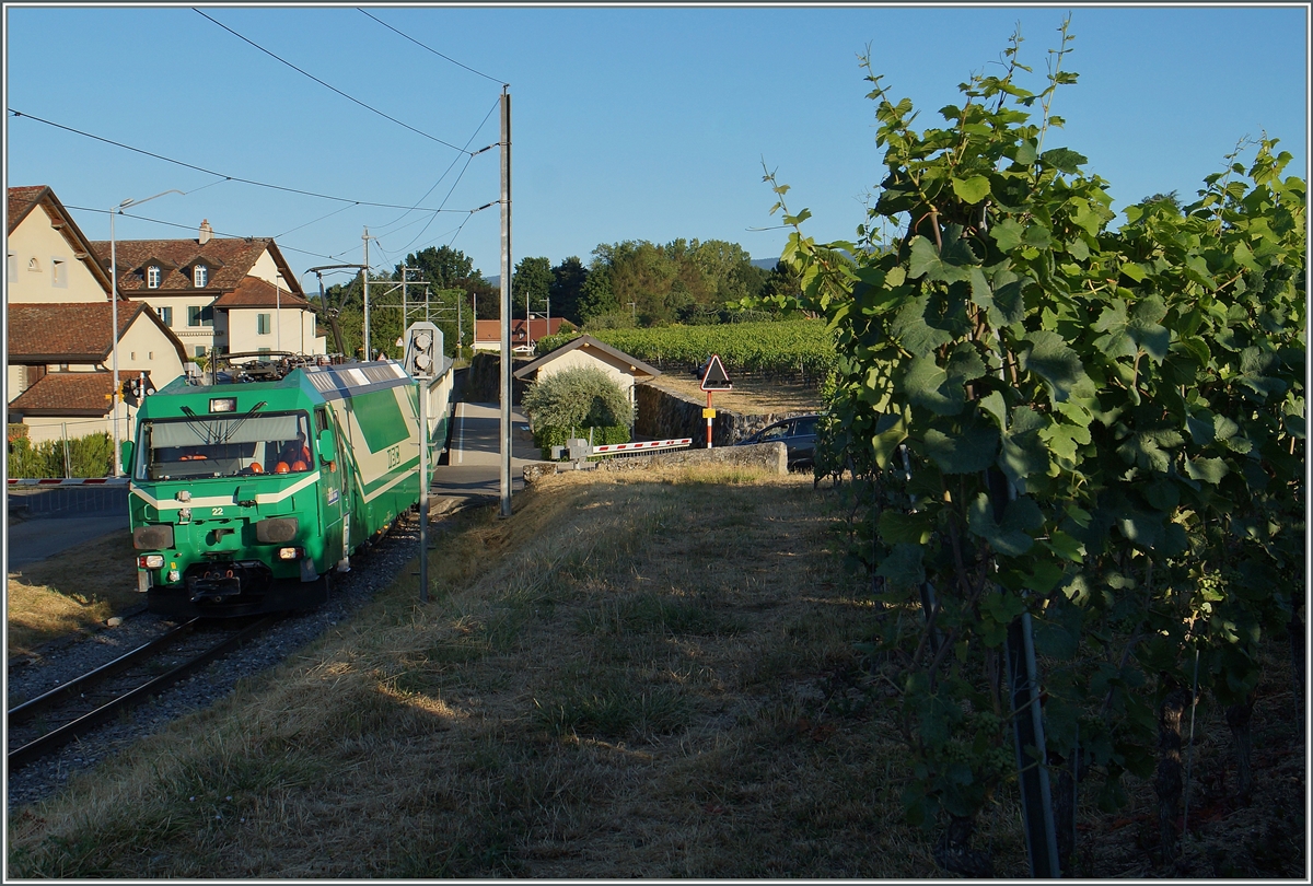 The BAM Ge 4/4 with his local train 105 in Vufflens le Château.
21.07.2015