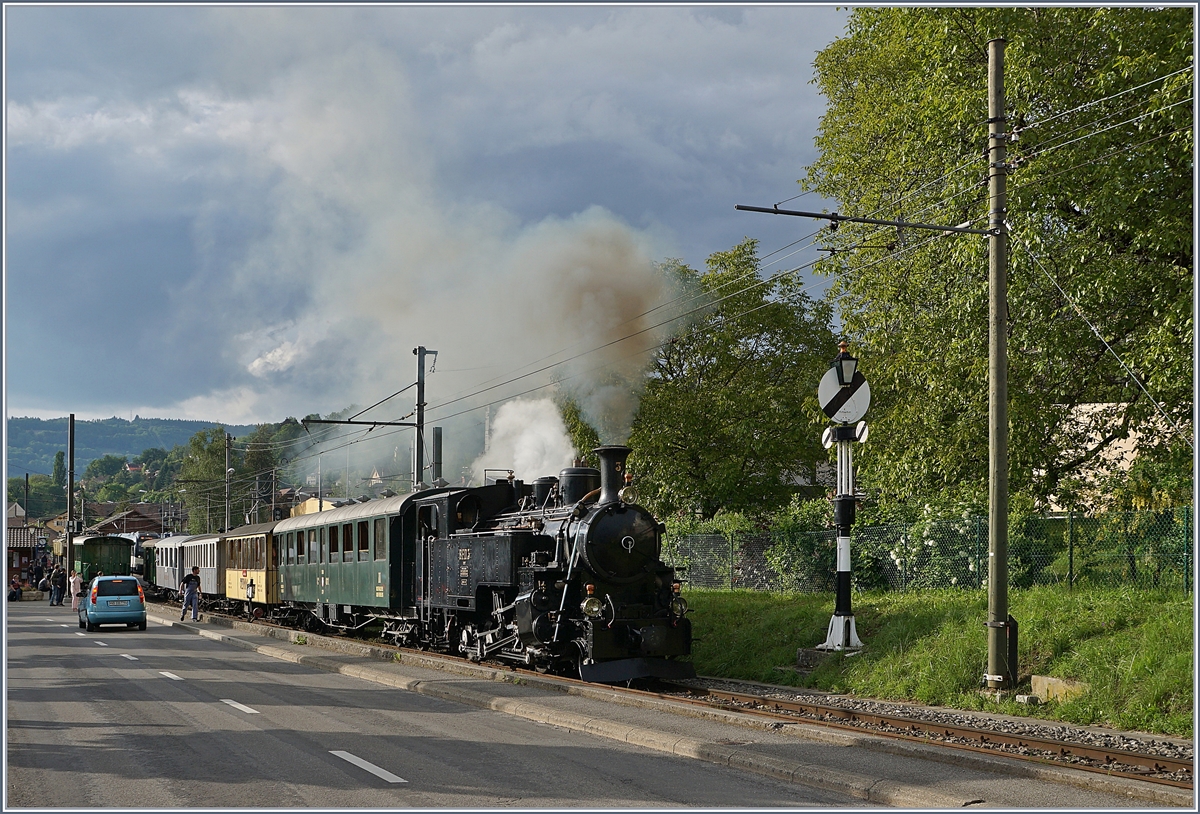 The BFD HG 3/4 N° 3 by the Blonay-Chamby Railway with is leaving Blonay. 

20.05.2018