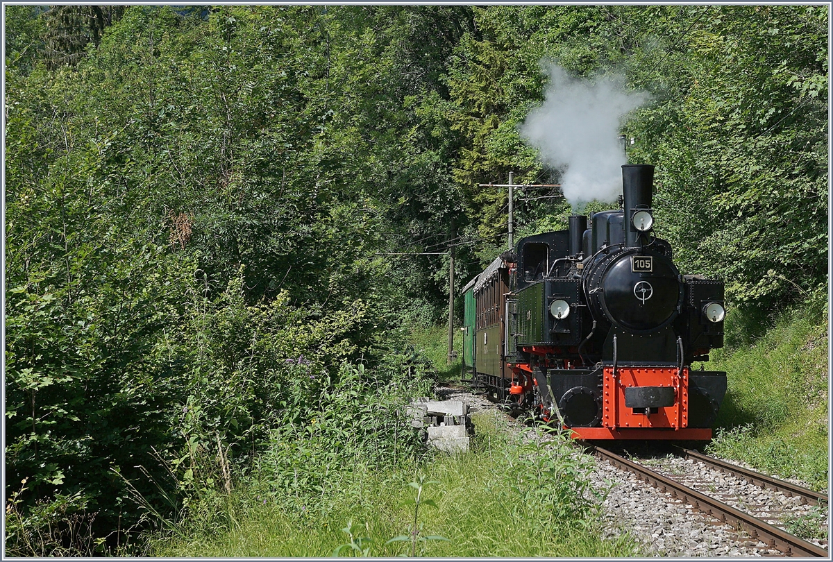 The Blonay-Chamby G 2x 2/2 105 on the way from Chamby to Chaulin.

25.07.2020