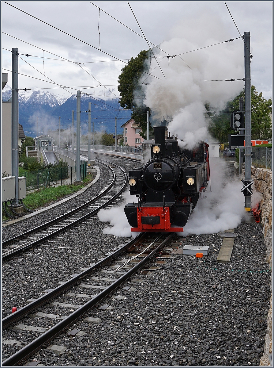 The Blonay-Chamby G 2x 2/2 105 wiht a spzial service from Vevey to Chaulin in St Legier Gare. 

27.09.2020