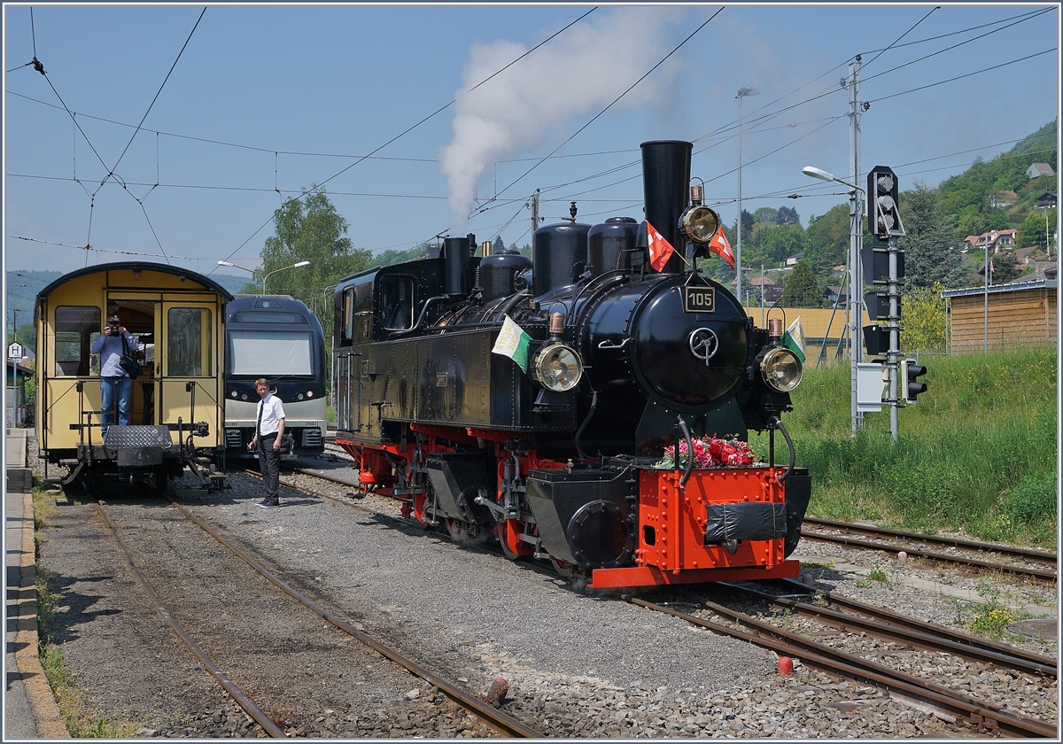 The Blonay Chamby G 2x 22 105 in Blonay. 
04.05.2018