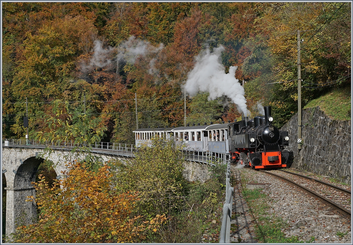 The Blonay Chamby G 2x 2/2 105 on the way to Chaulin by  Vers chez Robert  .

27.10.2019