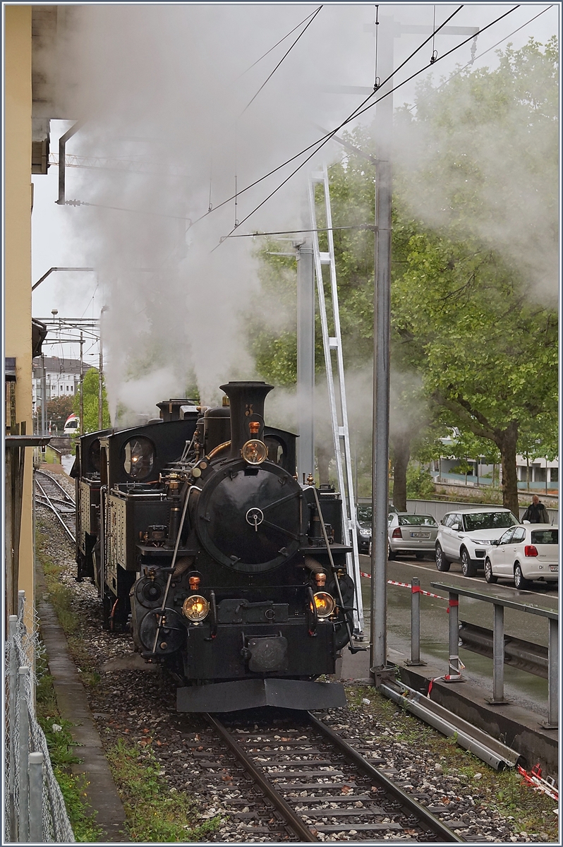 The Blonay Chamby HG 3/4 N° 3 and the FO HG 3/4 N° 4 in Vevey.
13.05.2018