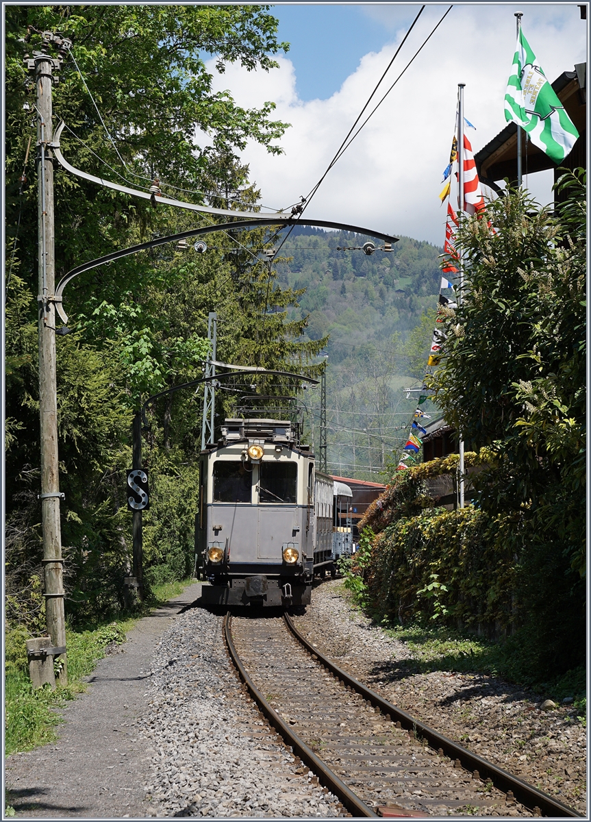 The Blonay Chamby LLB ABFe 2/4 N° 10 in Chaulin. 

15.5.2016