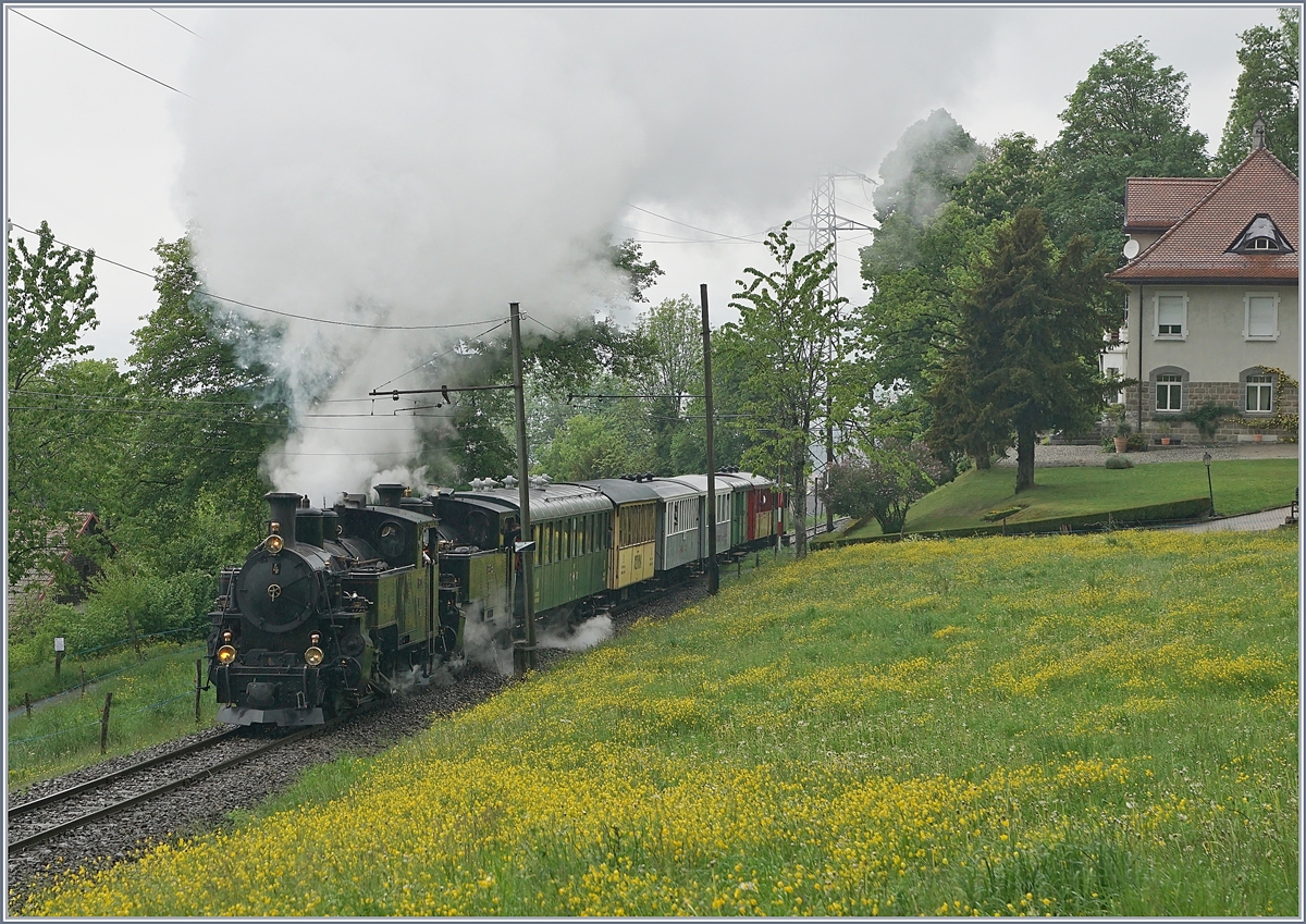 The Blonay Chamby Mega Steam Festival 2018: The FO HG 3/4 N°4 and the BFD HG 3/4 N° 3 by Chaulin. 
10.05.2018