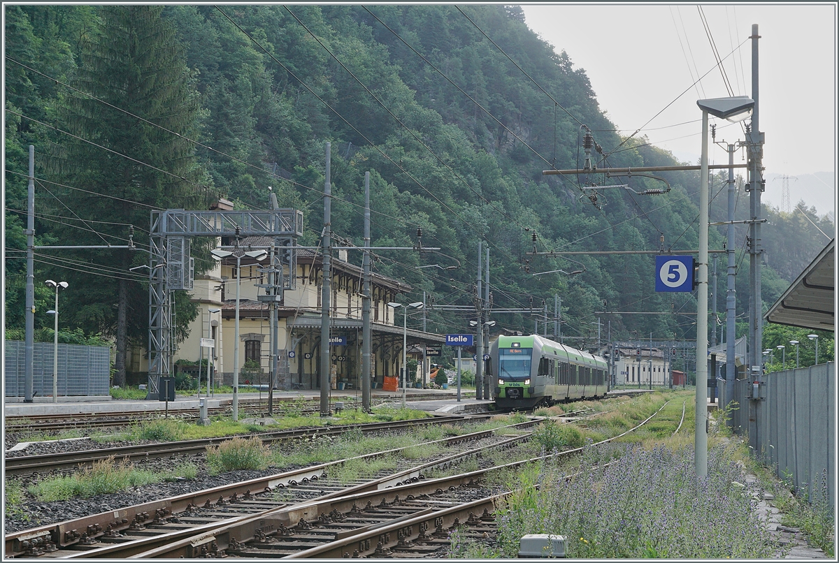 The BLS RABe 535 124  Lötschberger on the way from Domodossola to Bern by his stop in Iselle di Trasquera.

21.7.2021