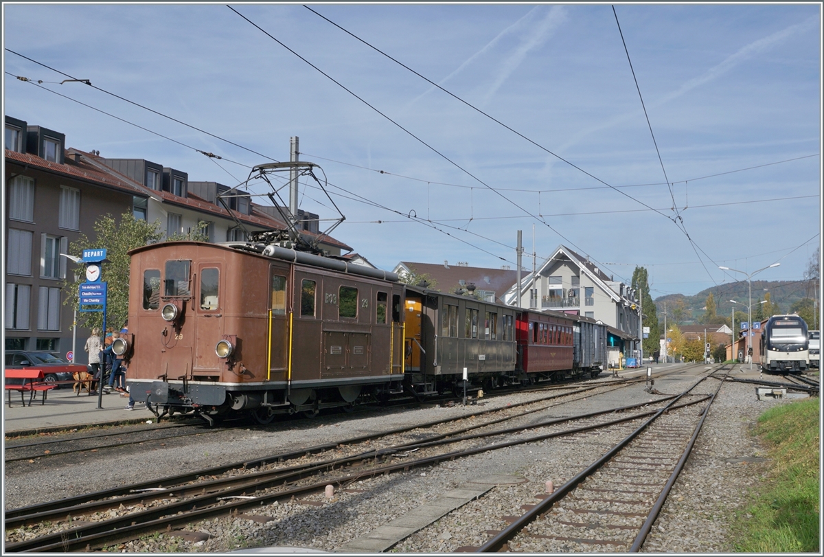 The BOB HGe 3/3 N° 29 by the Blonay-Chamby Railway in Blonay.

30.10.2022