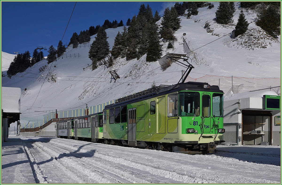 The BVB BDeh 4/4 81 on the Col-de-Bretaye Station.
05.03.2019 