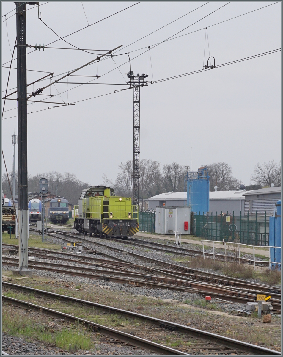 The Captrain France (CPTF) 1448 D 1206 with the UIC number 92 87 1001448-3 F-CPTF with registration in France and Germany has refueled at the gas station in Strasbourg and is now on its way to its next assignment. 

March 12, 2024