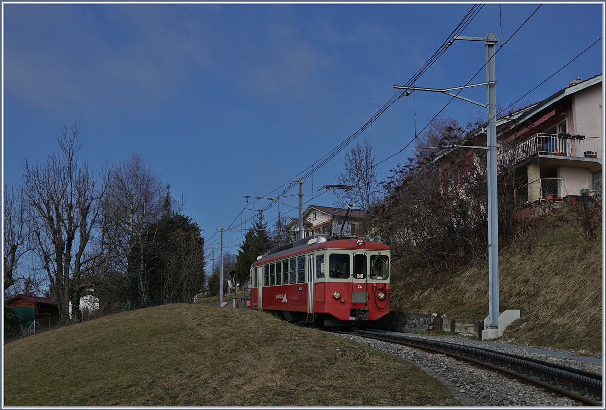 The CEV MVR BDeh 2/4 74 near Blonay.
13.02.2017