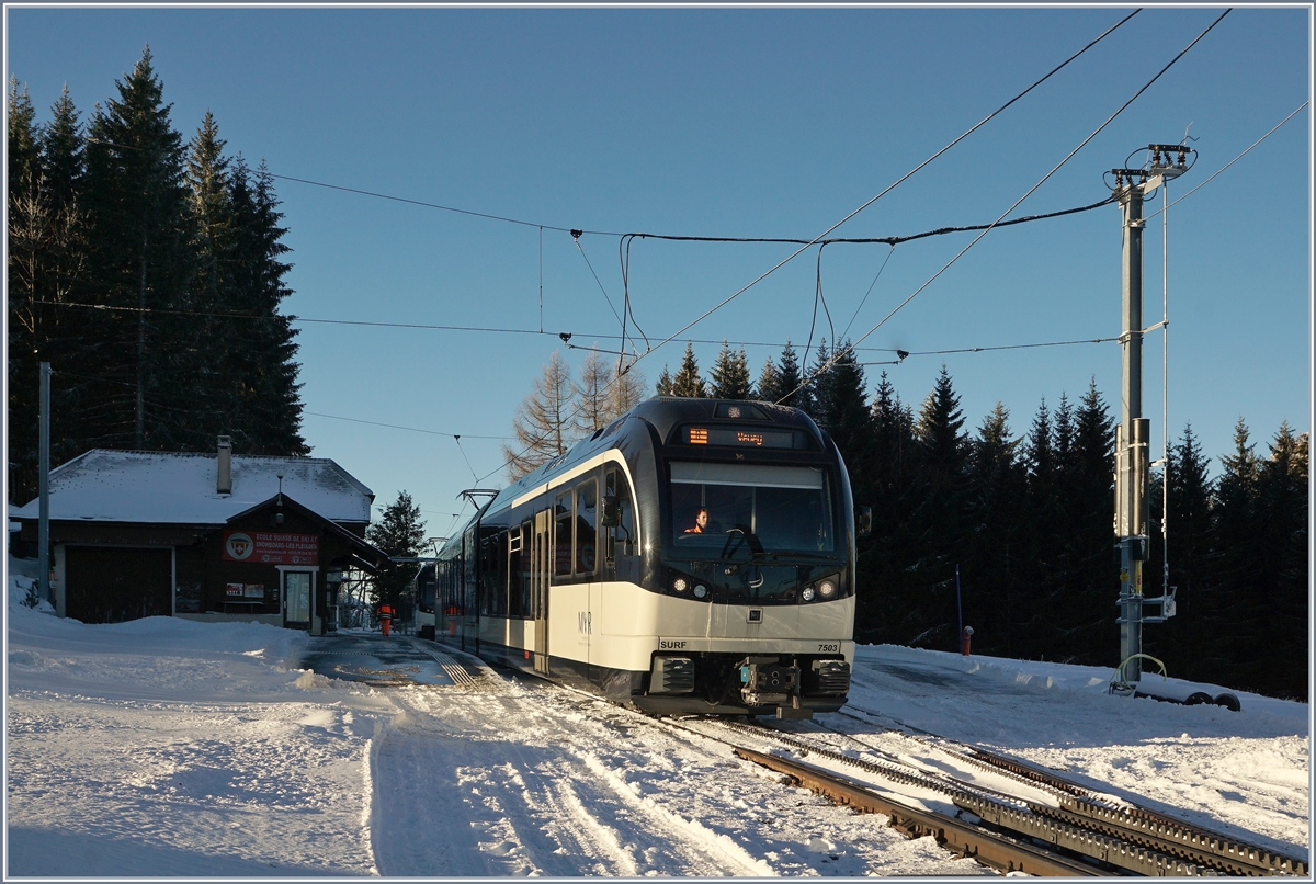 The CEV MVR SURF ABeh 2/6 7503  Blonay-Chamby  in Les Pleiades.
10.01.2019