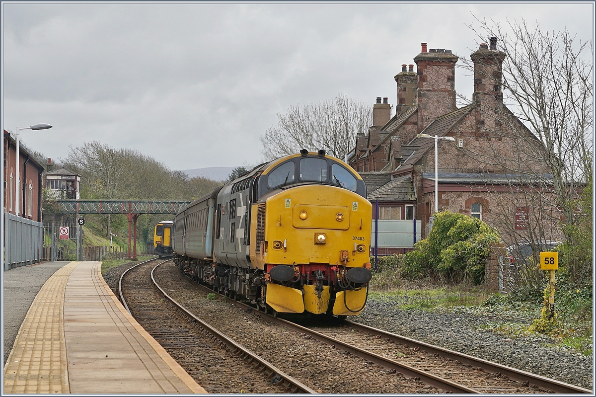 The Class 37 (37403) Isle of Mull in Ravenglass on the way to Crlisle. 27.04.2018

27.04.2018