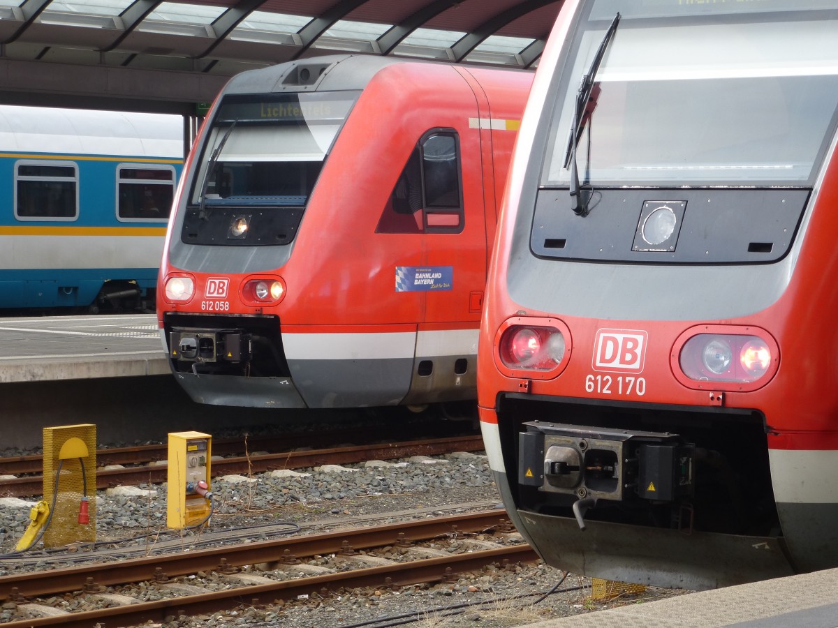 The coupliung of 612 170 and 612 058.
Hof main station on Oktober 12th 2013.