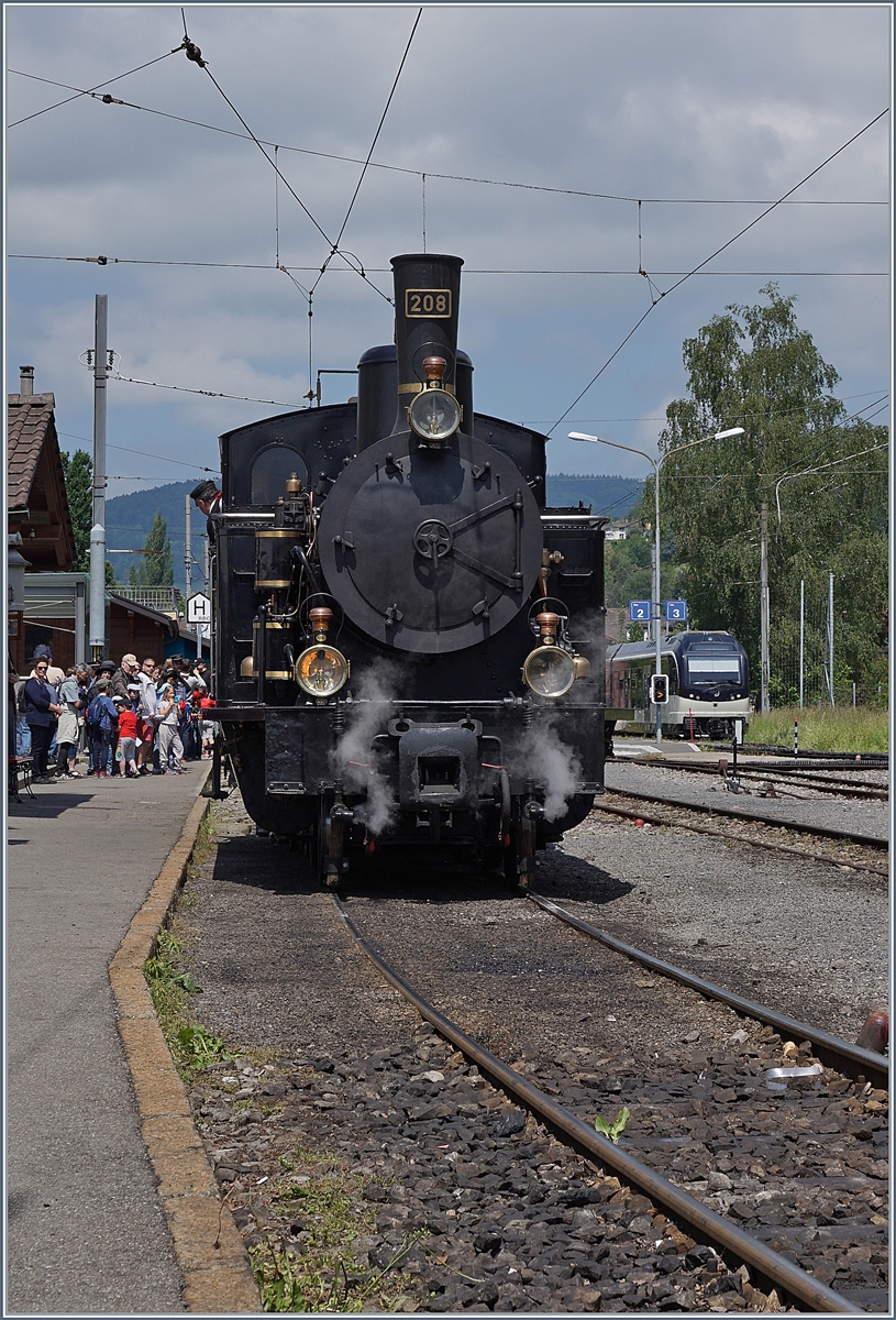 The Dampfbahn Ballenberg SBB G 3/4 208 by the Blonay-Chamby in Blonay.
20. 05.2018