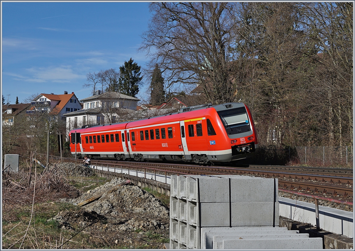 The DB VT 612 090  Lindau  on the way to Augsburg by Lindau Aeschbach.

16.03.2019