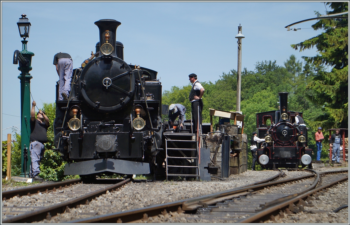 The DFB HG 3/4 N° 3 and an other steamer in Chaulin.
09.06.2014