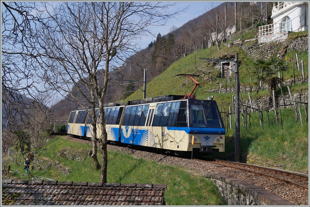 The FART /SSiF Service N° 40  Treno Panoramico Vigezzo Vision  near Intragna.
20.03.2014