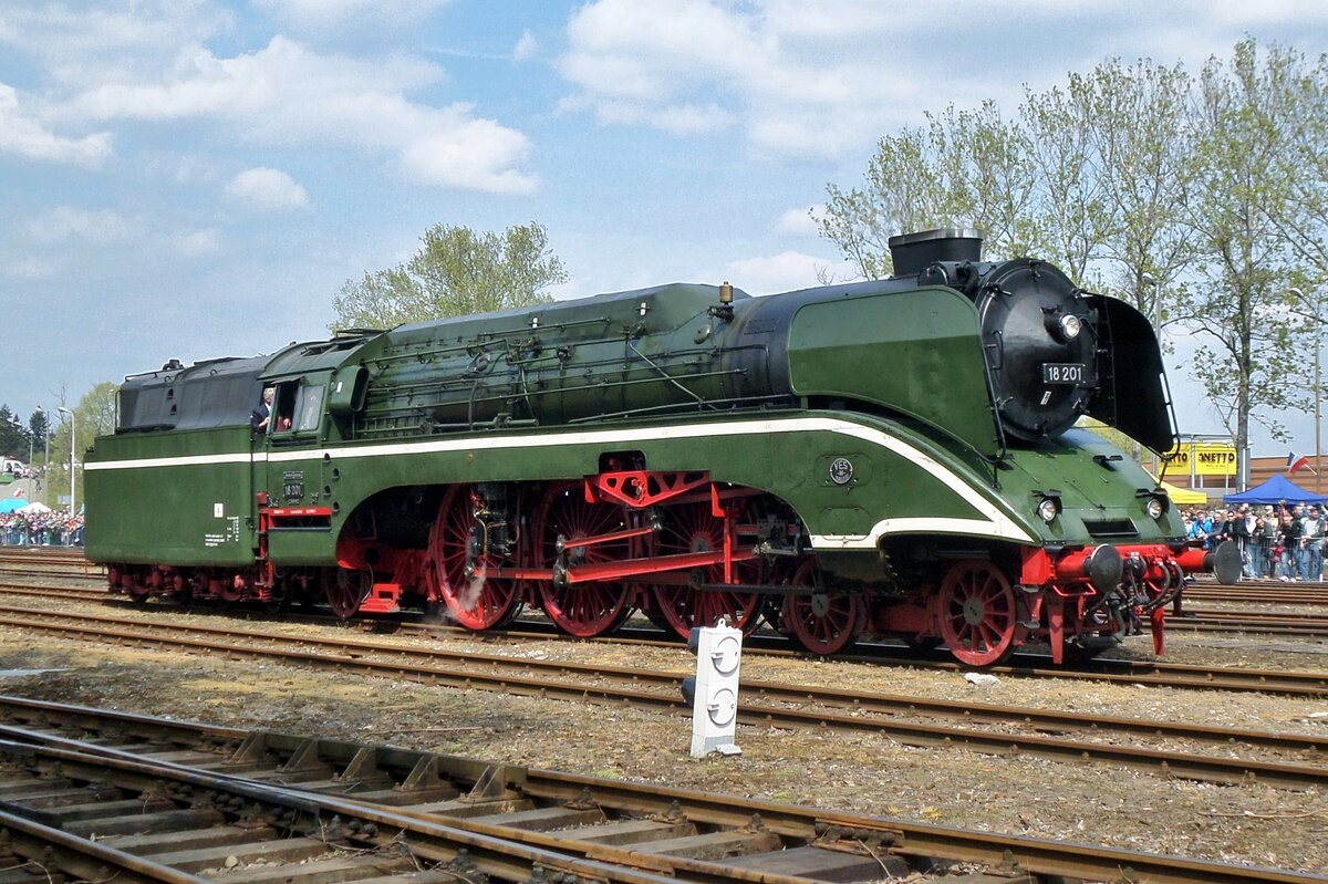 The fastest steam engine in the world, 18 201, takes part in the Wolsztyn loco parade on 30 April 2016.