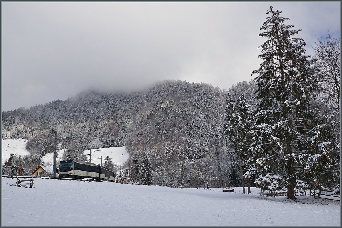 The Ge 4/4 Serie 8000 on the way to Montreux by Les Avants. 

02.12.2020