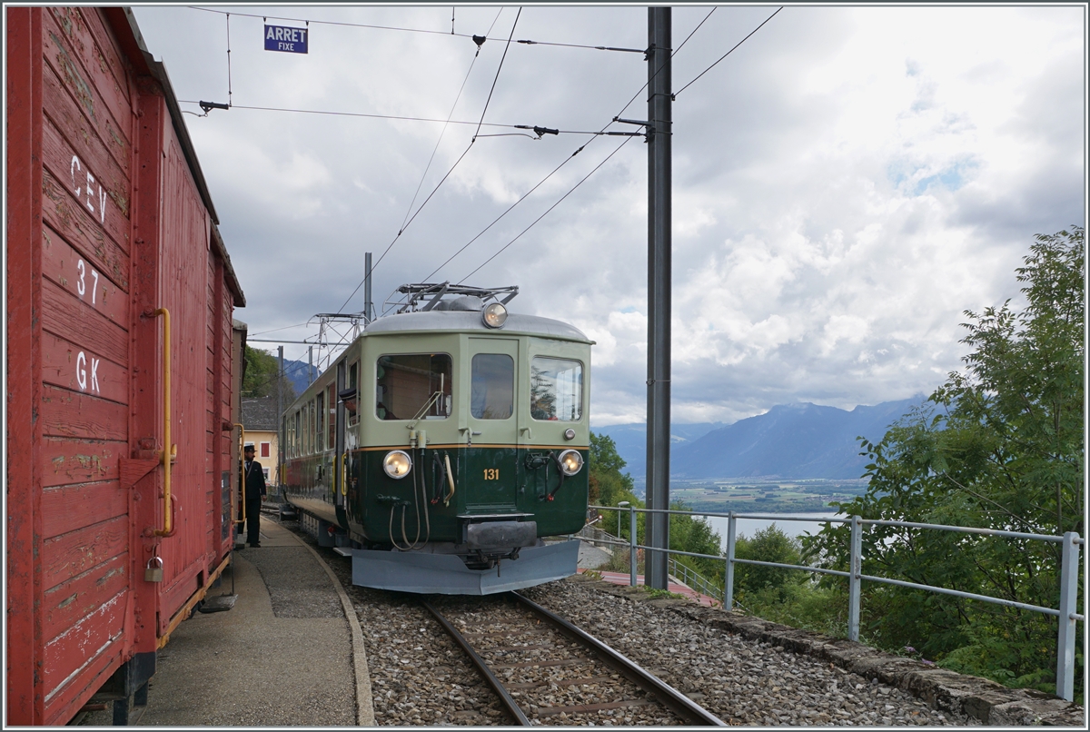 The GFM Ce 4/4 131 (built 1943) from the GFM Historic by the Blonay Chamby Railway in Chamby 
09.09.2022