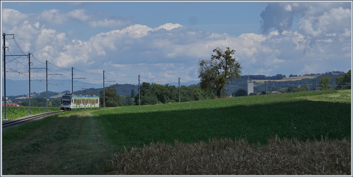 The LEB Be 4/4 61 from Bercher to Lausanne-Flon near Fey. 

25. Juli 2020