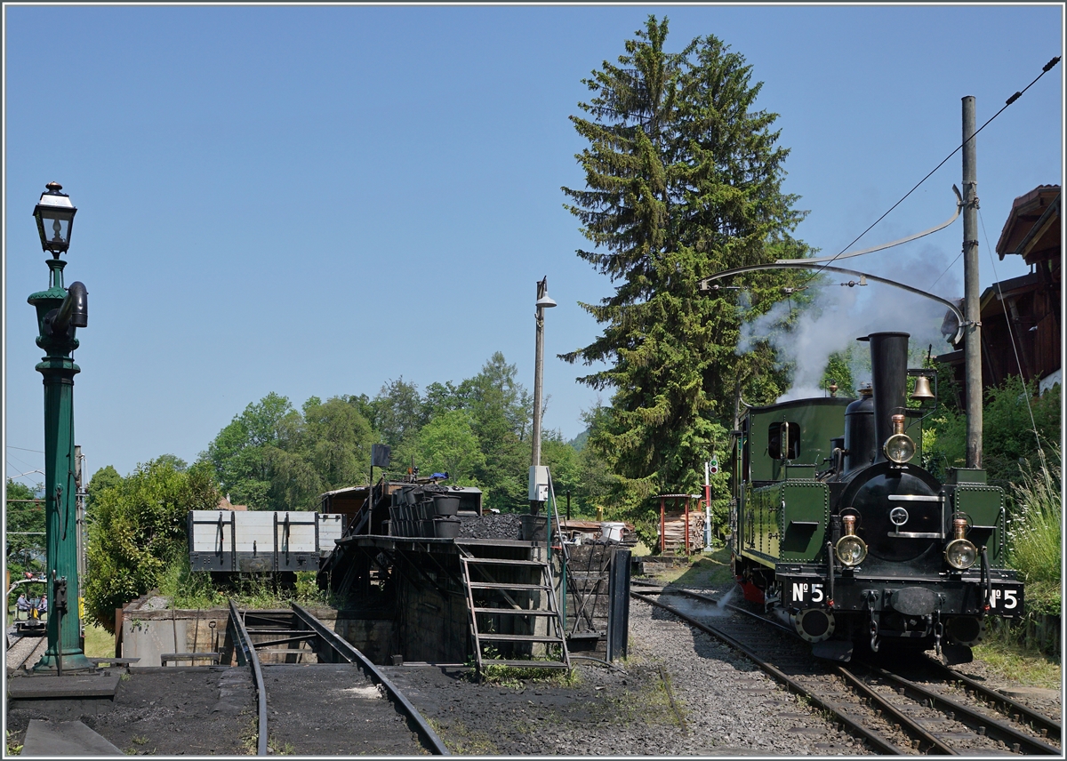 The LEB G 3/3 N° 5 by the Blonay Chamby Railway in Chaulin.

29.05.2023