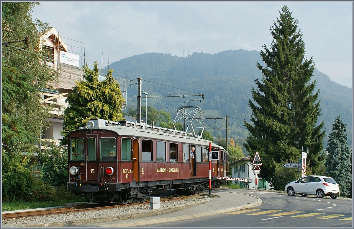 The M-C BCFeh 4/4 75 (TNT) by the Blonay - Chamby Railway by Blonay on the way to Chamby.  26.09.2009 