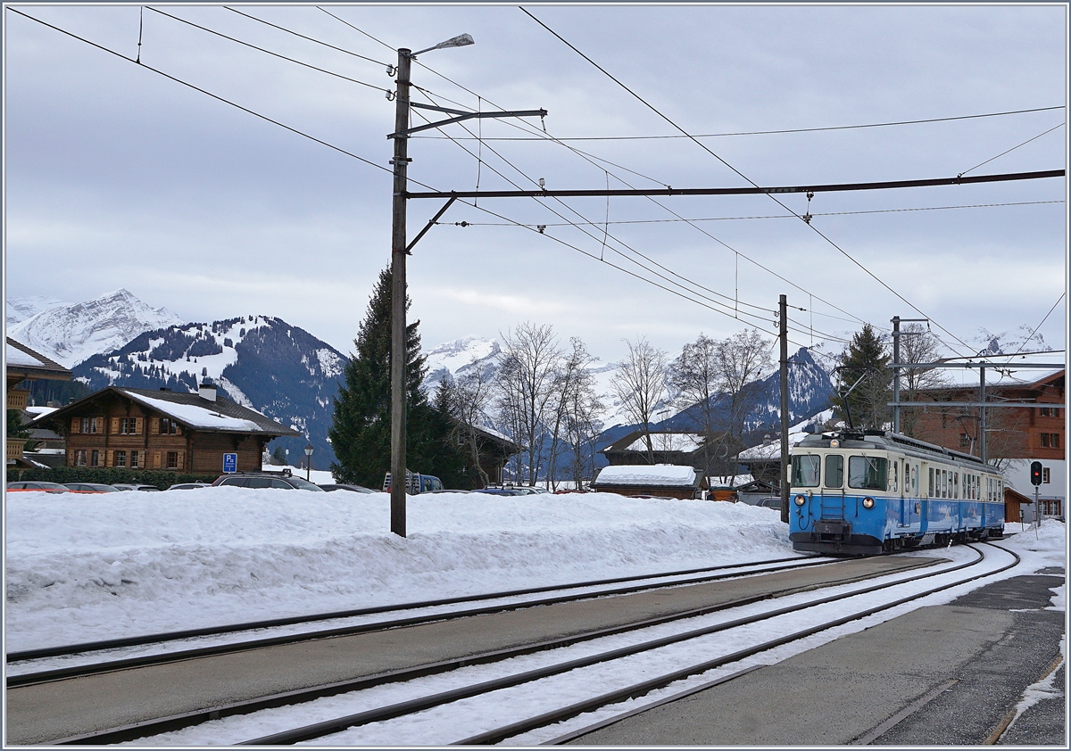 The MOB ABDe 8/8 4002 in Schönried. 10.01.2018