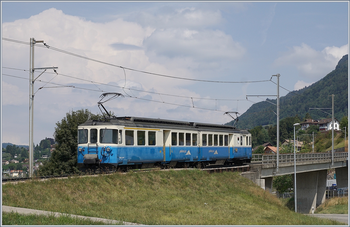 The MOB ABDe 8/8 4004 FRIBOURG on the way to Planchamp by the Châtelard VD Station. 08.08.2018